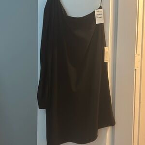 One shoulder black cocktail dress